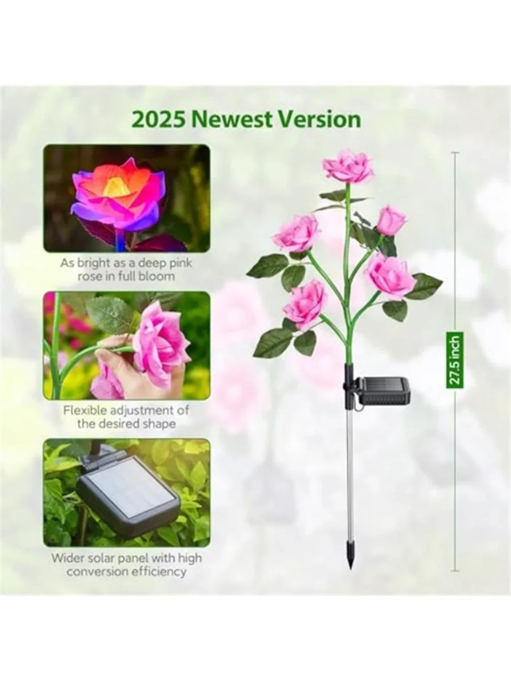 Solar Rose Garden Lights Color Changing Waterproof Outdoor Yard Pathway Decor